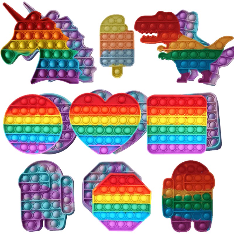 glinkshop1 COD Pop it Unicorn Square Rainbow Octopus Crab Lobster Nanas Tie Dye Marble Degradasi