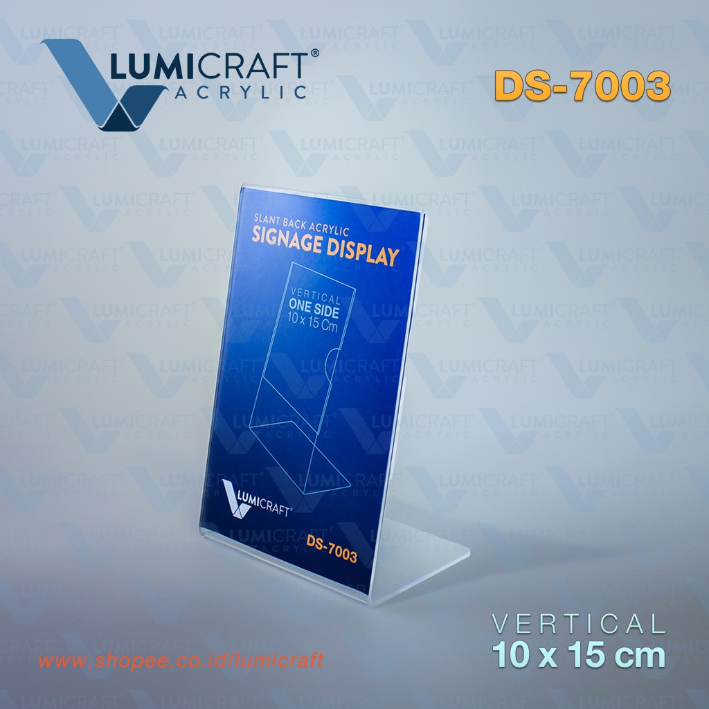

Tent Card Akrilik 10 x 15 cm / Display Acrylic Slant Back Model L ukuran 10 x 15 cm - Lumicraft DS-7003