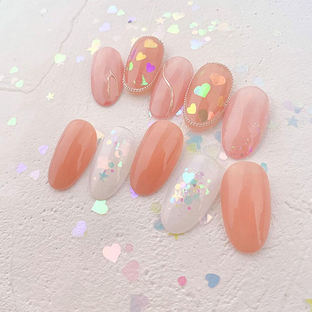 AUGUSTINA Agustina Nail Art Sequin Charm Glitter Cinta Hati Bentuk Bulat Manikur Aksesoris