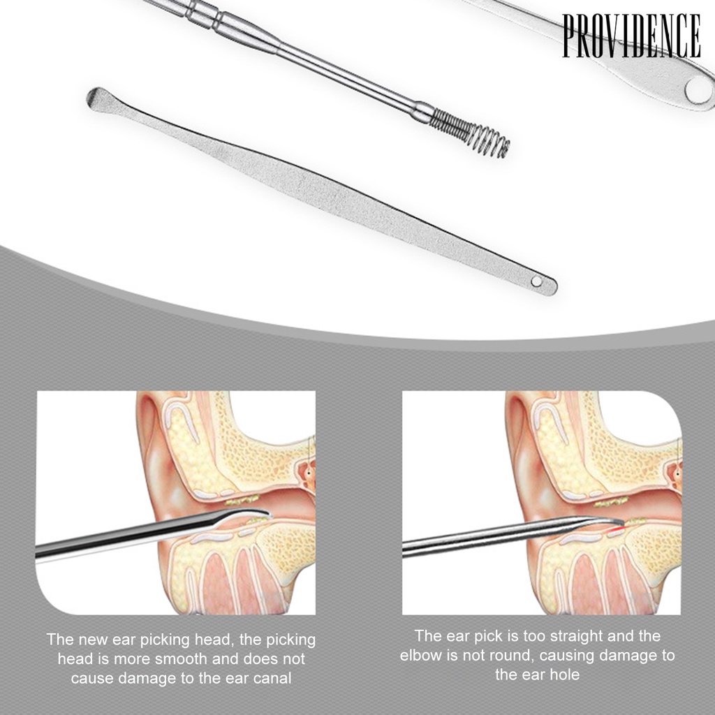 Providence Ear Pick Set Multifunctional 360 Degree Stainless Steel Ear Wax Pickers Stainless Steel Remover Spoon Set for Unisex