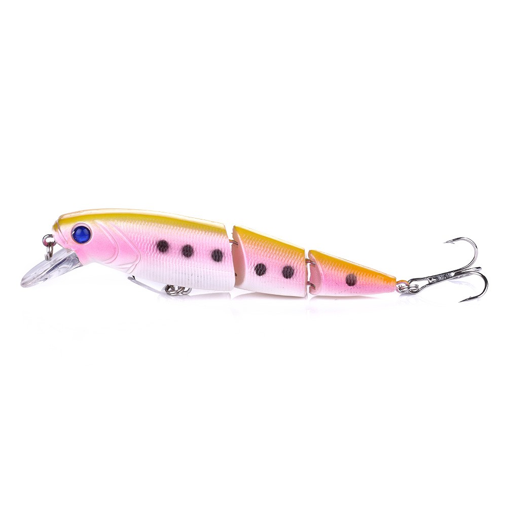 HENGJIA 1Pcs 14G Jointed Minnow Umpan Pancing 3-sections Swimbait Fishing Lure Lifelike Ikan Bait