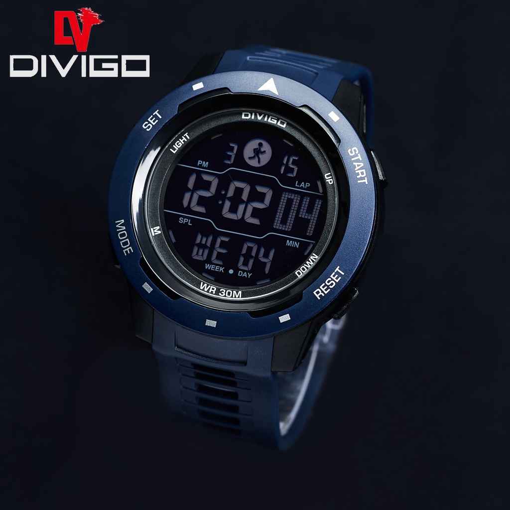 Jam Tangan Pria Digital Original Divigo Tahan Air Strap Rubber DV-2106