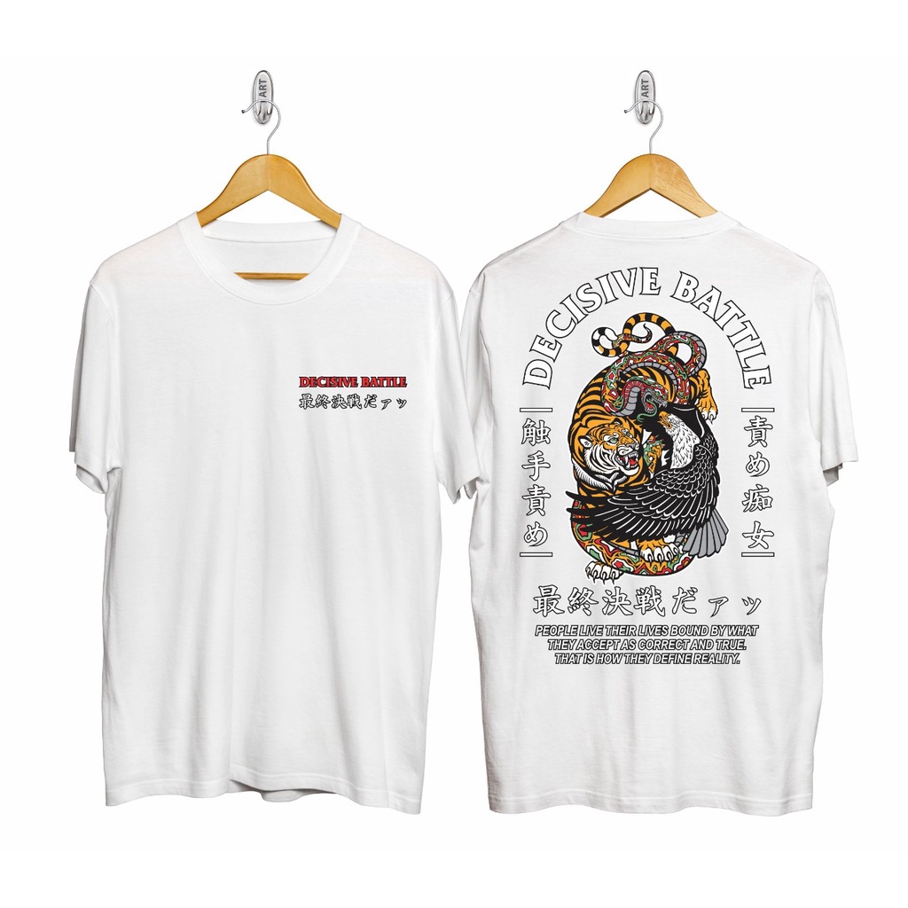 Kitting_ Baju Kaos Distro JEPANG /  DECISIVE BATTLE PUTIH / BONUS DADAKAN /BAJU  DISTRO ORI / SAMURA