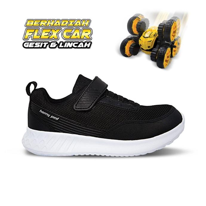 Homyped Lucio 02 Sepatu Sekolah Anak Hitam Putih