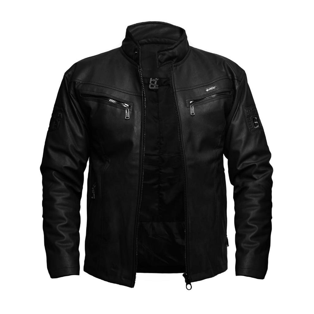 ORIGINAL BANKERS Jaket Motor Touring Semi Kulit Asli Pria Kualitas Import Premium Distro Model Terbaru Warna Hitam Polos Anti Angin Dan Air Full Resleting Ukuran L XL XXL