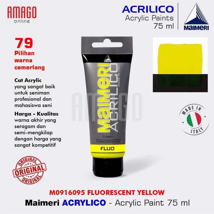 MAIMERI ACRILICO - ACRYLIC PAINT - FLUORESCENT YELLOW - 75ML- M0916095