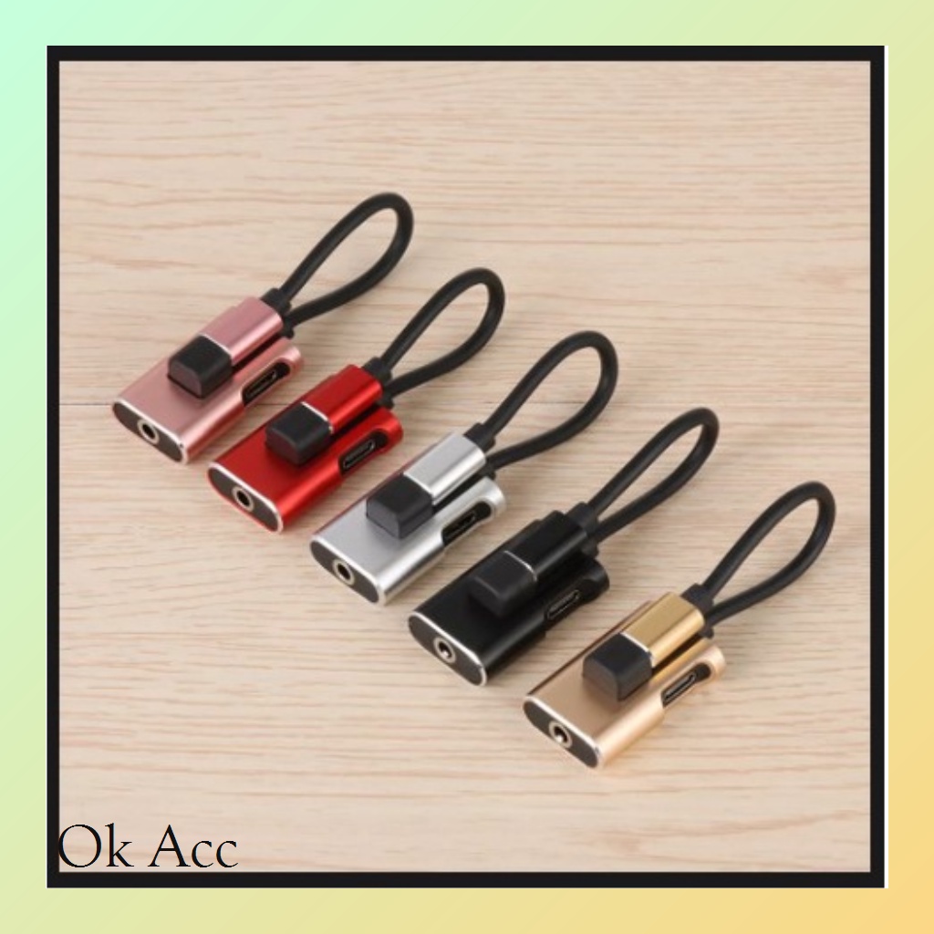 Jual Kabel Data ke Type C to Jack Audio Mic model key chain magnet