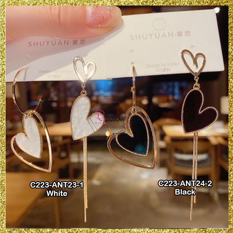 ANTING WANITA KOREA LOVE ANTING TUSUK TITANIUM ANTI KARAT ANTING GANTUNG PANJANG LOVE ANT24