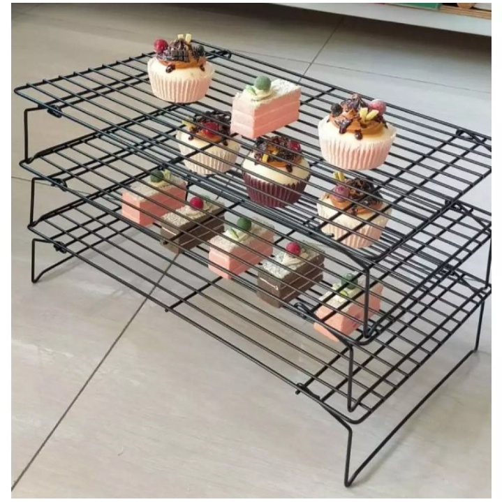 cooling rack 3 susun cooling rack peniris makanan rack peniris kue rak serbaguna cooling rack peniris kue rak pendingin kuemakanan