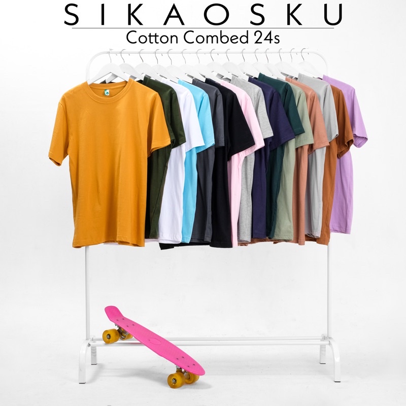 (TEBAL) KAOS POLOS COTTON COMBED 24S REAKTIF WARNA SOLID UNISEX PRIA DAN WANITA DISTRO