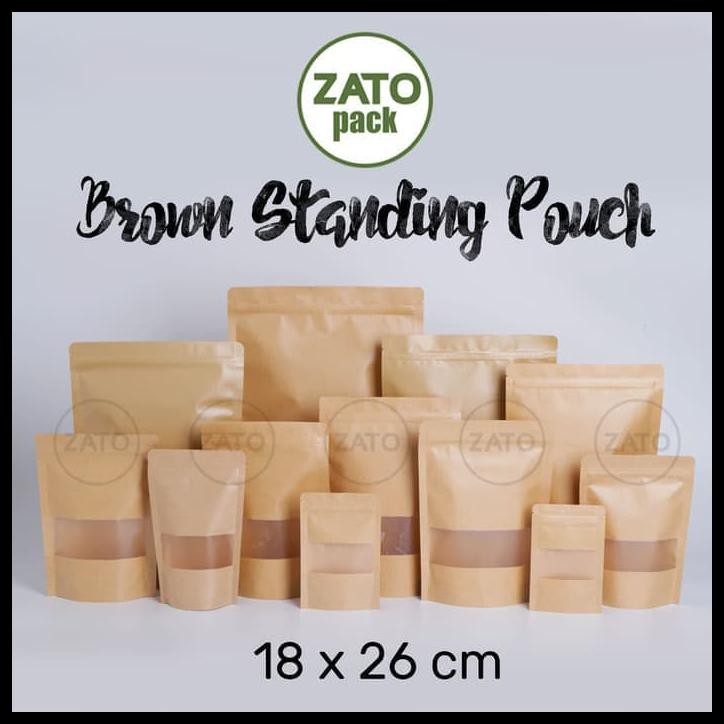 

18X26 KRAFT PAPER BAG BROWN STANDING POUCH ZATOPACK KEMASAN PACKAGING