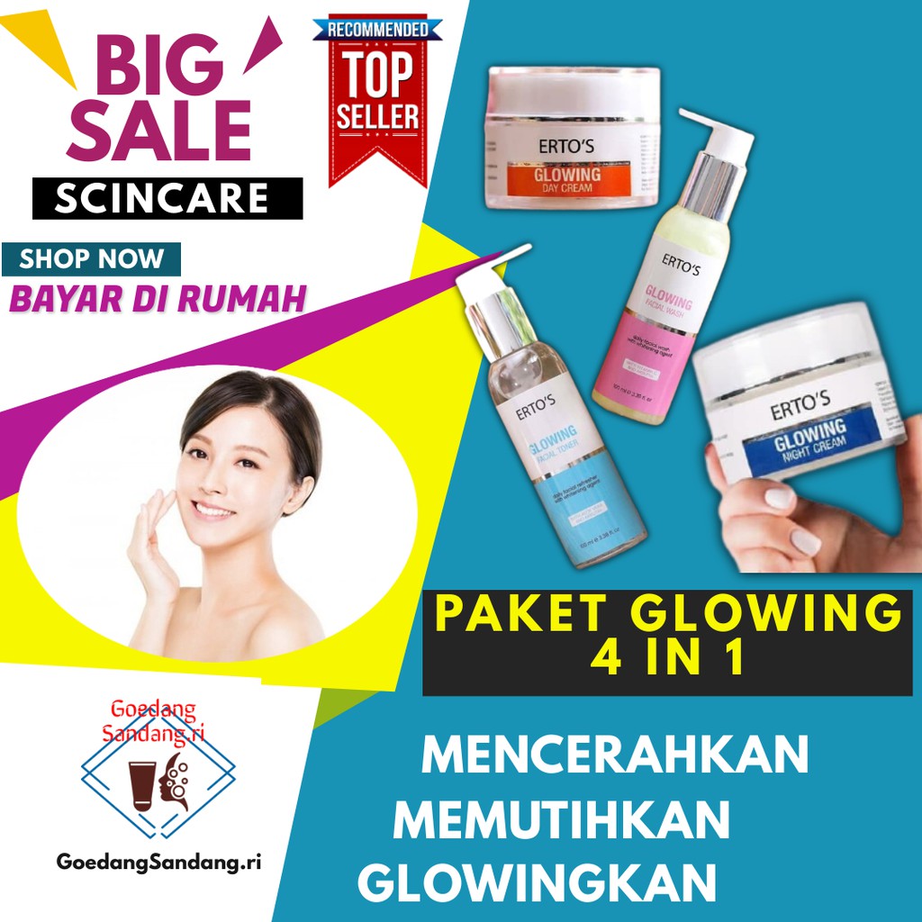 Paket Scincare Pemutih Wajah Skinker Glowing Series 4 In 1 Sekincare Ertos Paket Skincare Original