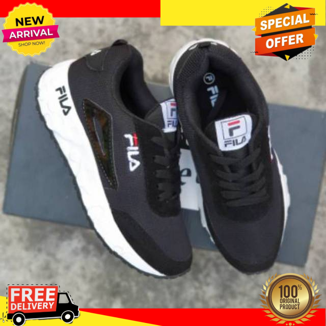 OBRAL SEPATU ANAK FILA NEO KASUAL HITAM PUTIH TALI KIDS 33-37 SEPATU FILA ANAK