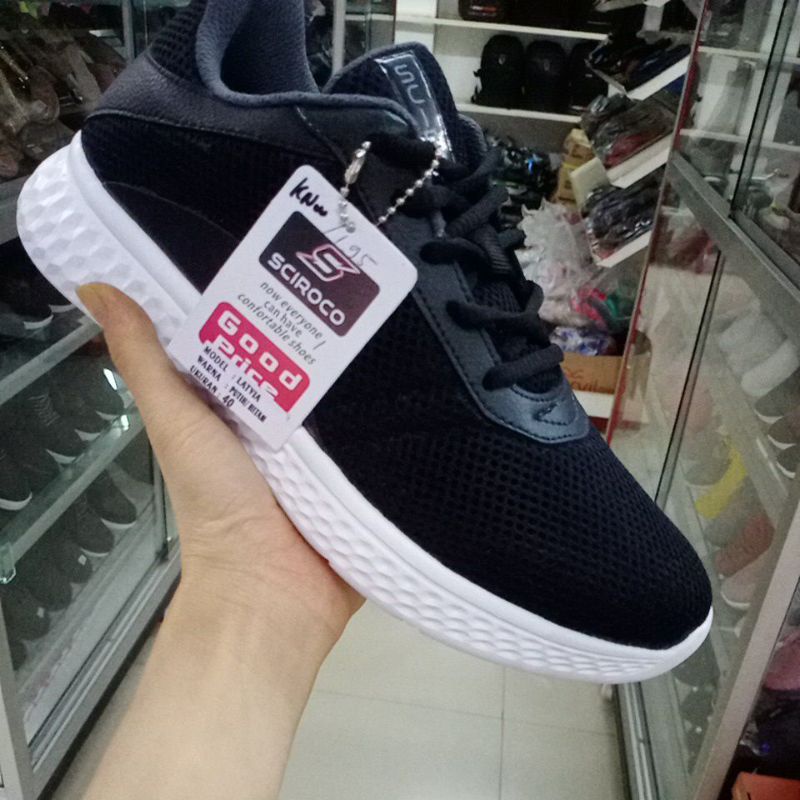 SEPATU SEKOLAH HITAM PUTIH SCIROCO PRIA ORI COD