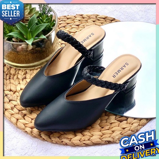 Sandal Heels Suade Bludru Wanita Kekinian Terbaru Hak Jinjit Kondangan Ibu Ibu Andin Ikatan Cinta Se