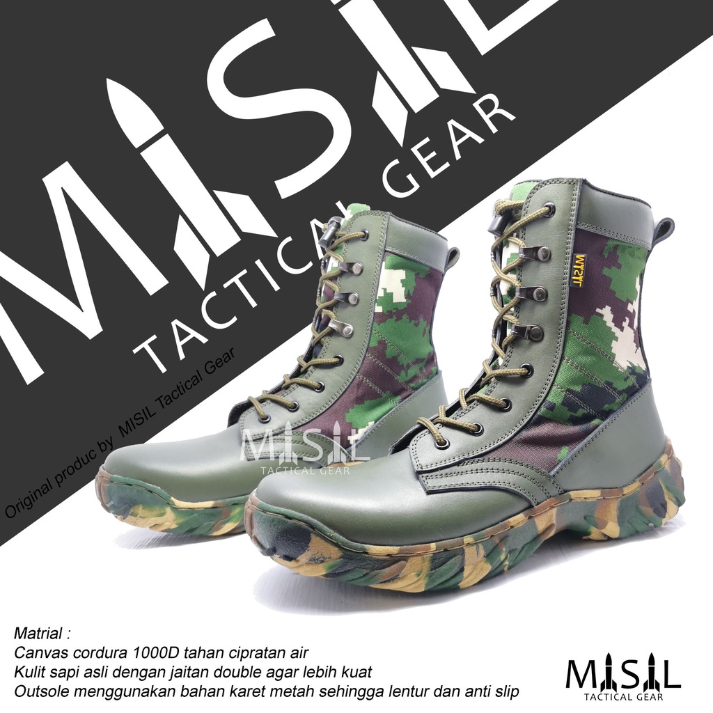 Sepatu PDL sepatu ARMY sepatu loreng sepatu tni brimob RAIDER merk Misil