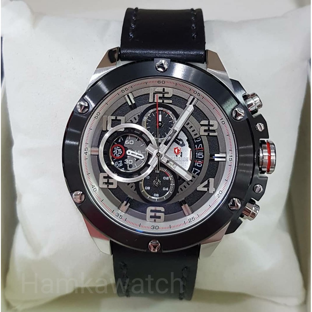jam tangan / Watch_Id pria Expedition original E-6752 silver black leather black