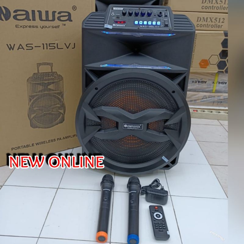 SPEAKER PORTABEL WIRELESS AIWA WAS 115LVJ NEW 15INCH