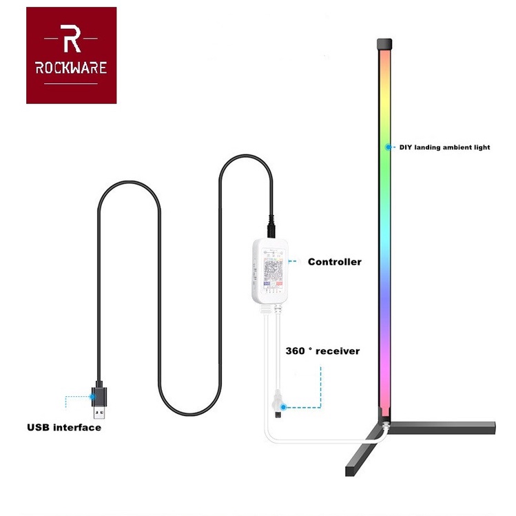 AKN88 - ROCKWARE LED Wall Corner Atmosphere RGB Lamp - Lampu Hias LED 156 cm