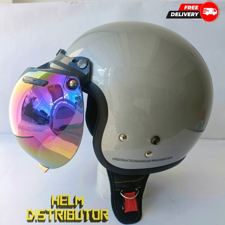 HELM BOGO RETRO KUALITAS PREMIUM KACA CEMBUNG FULL LEHER SNI DEWASA PRIA WANITA (COD)