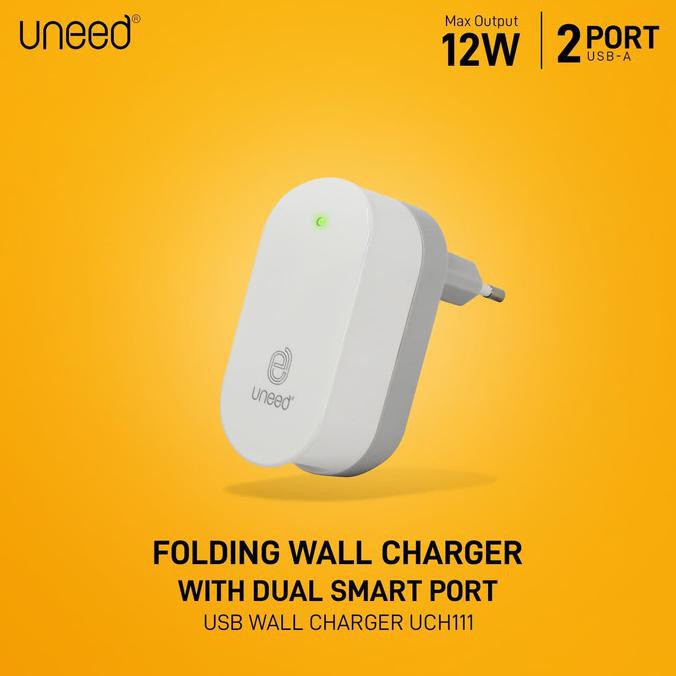 UNEED Smart Travel Charger Fast Charging Dual USB Port - UCH111
