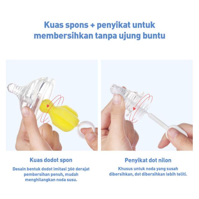 Sikat Sponge Pembersih Dot Botol Susu Bayi dan Gelas 6 in 1 / Sikat botol bayi