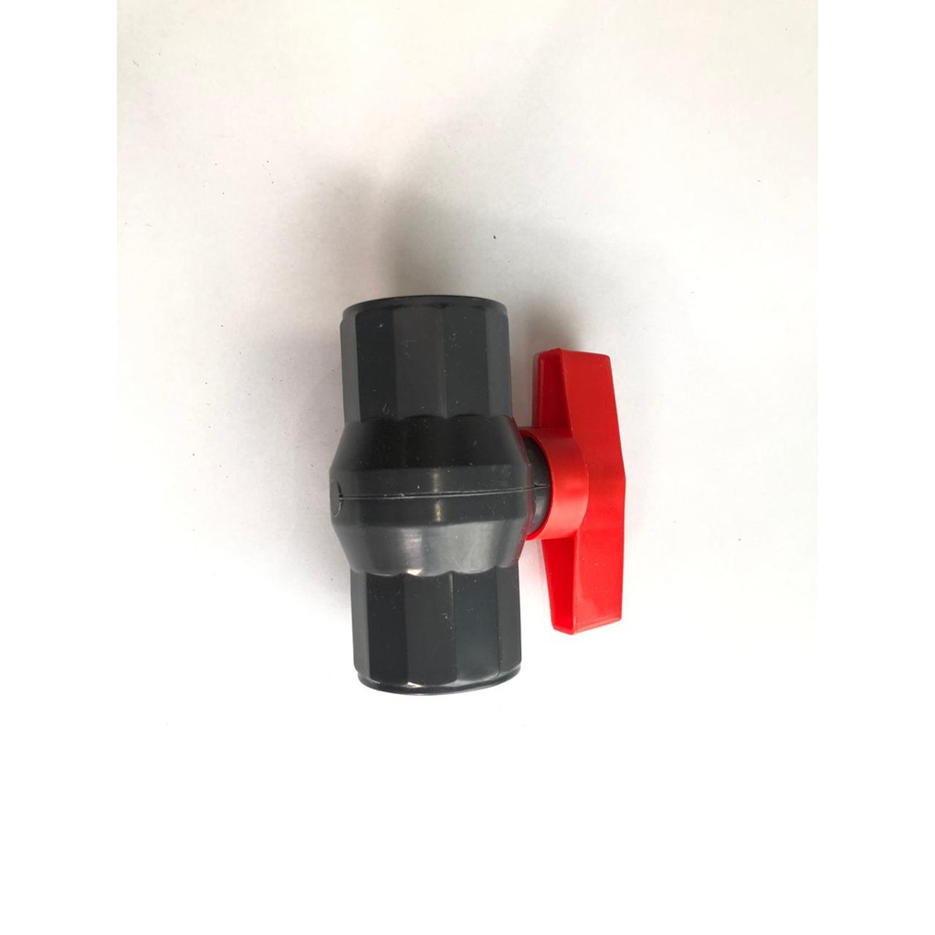 Ball Valve PVC Abu 1/2&quot; Drat Dalam Stop Kran Plastik Ballvalve Paralon Drat