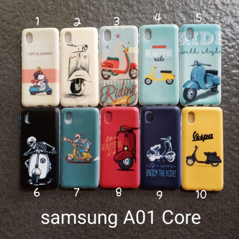 Case gambar Samsung A01 core . M01 core motif vespa soft softcase softshell silikon cover casing kesing housing