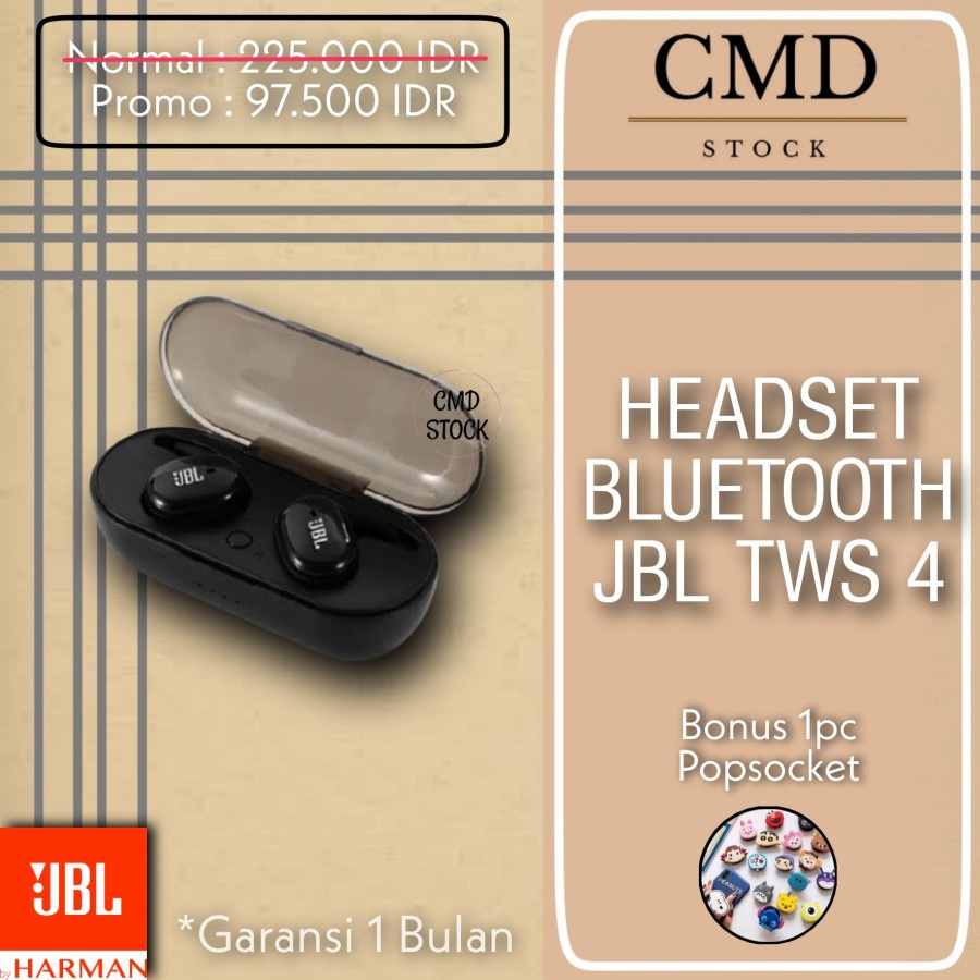 Airdots Earbuds JBL TWS 4 Headset Bluetooth Earphone TWS-4 Wireless Original