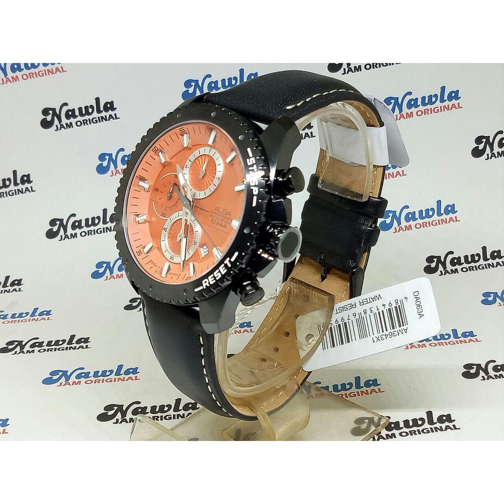 Alba Quartz AM3643X1 Chronograph Orange Dial - Jam Tangan Pria AM3643