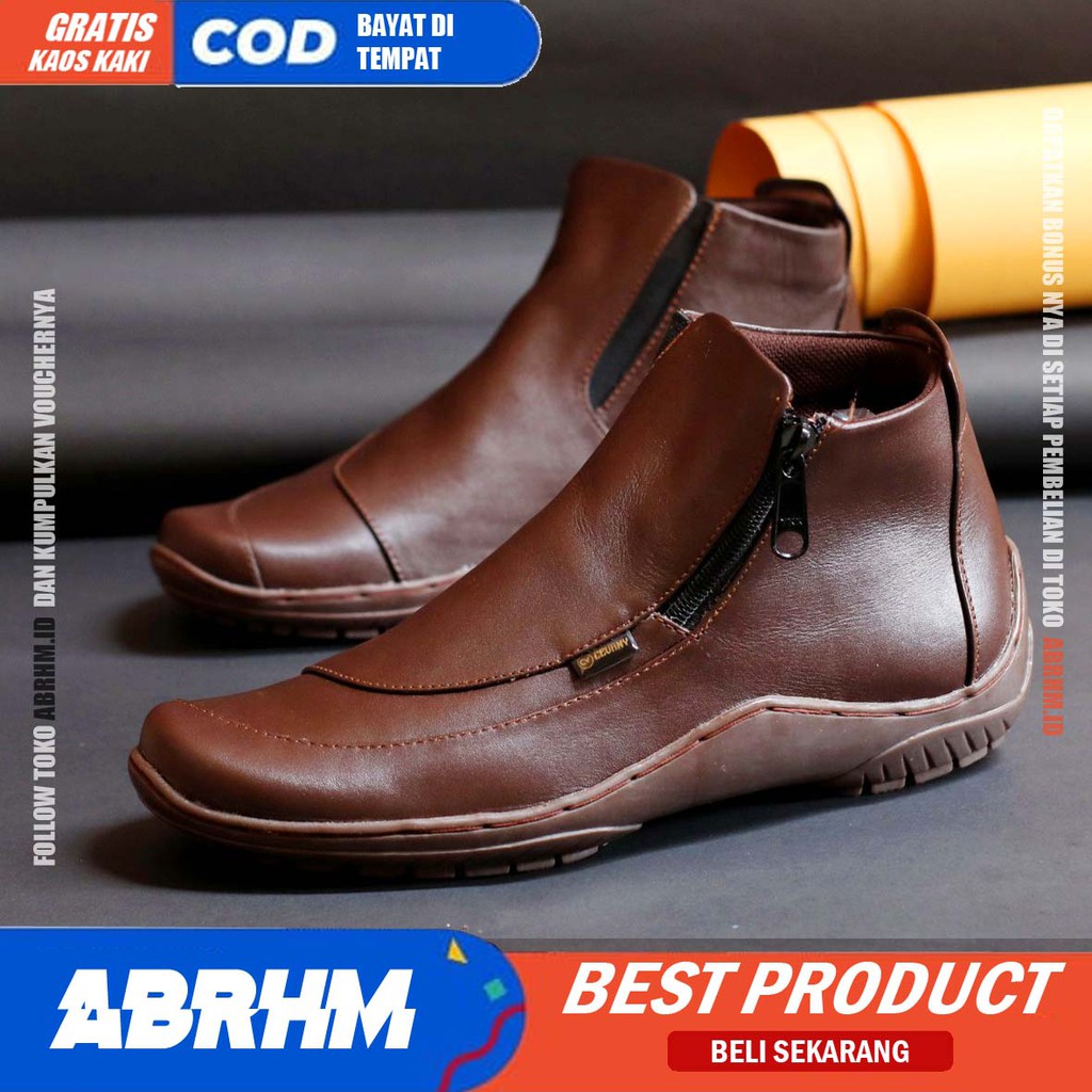 ABRHM x CORA Sepatu Formal Pria Sepatu Casual Kulit Asli Sepatu Pria Casual Sepatu Kasual Cowok / Cowo Oxford Kerja Kantor Lapangan Kuliah Kondangan Gaya Keren Kekinian Original Murah Terlaris