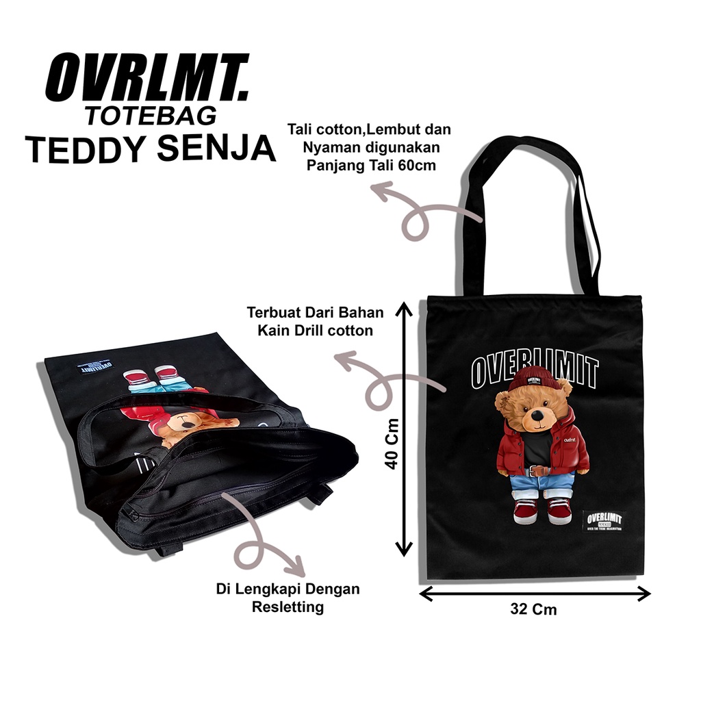 OVERLIMIT TEDDY SENJA TOTEBAG | TAS | TOTE BAG | RESLETING | ZIPPER BAG