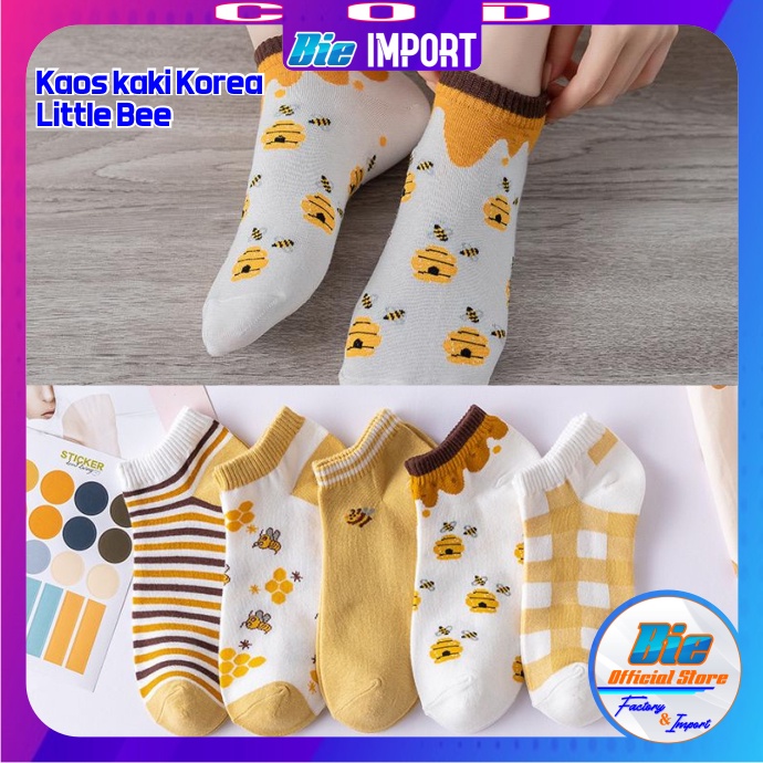 Kaos Kaki Korea Wanita Motif Little Bee Impor Best Seller