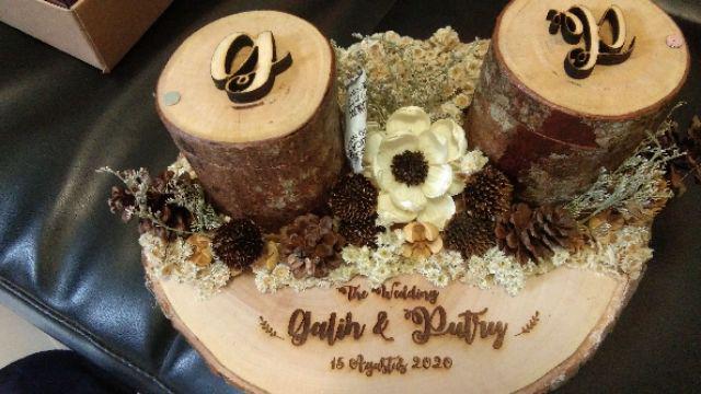 Ringbearer Arkanaya Wooden Log Dried Flowers Rustic Ringbox