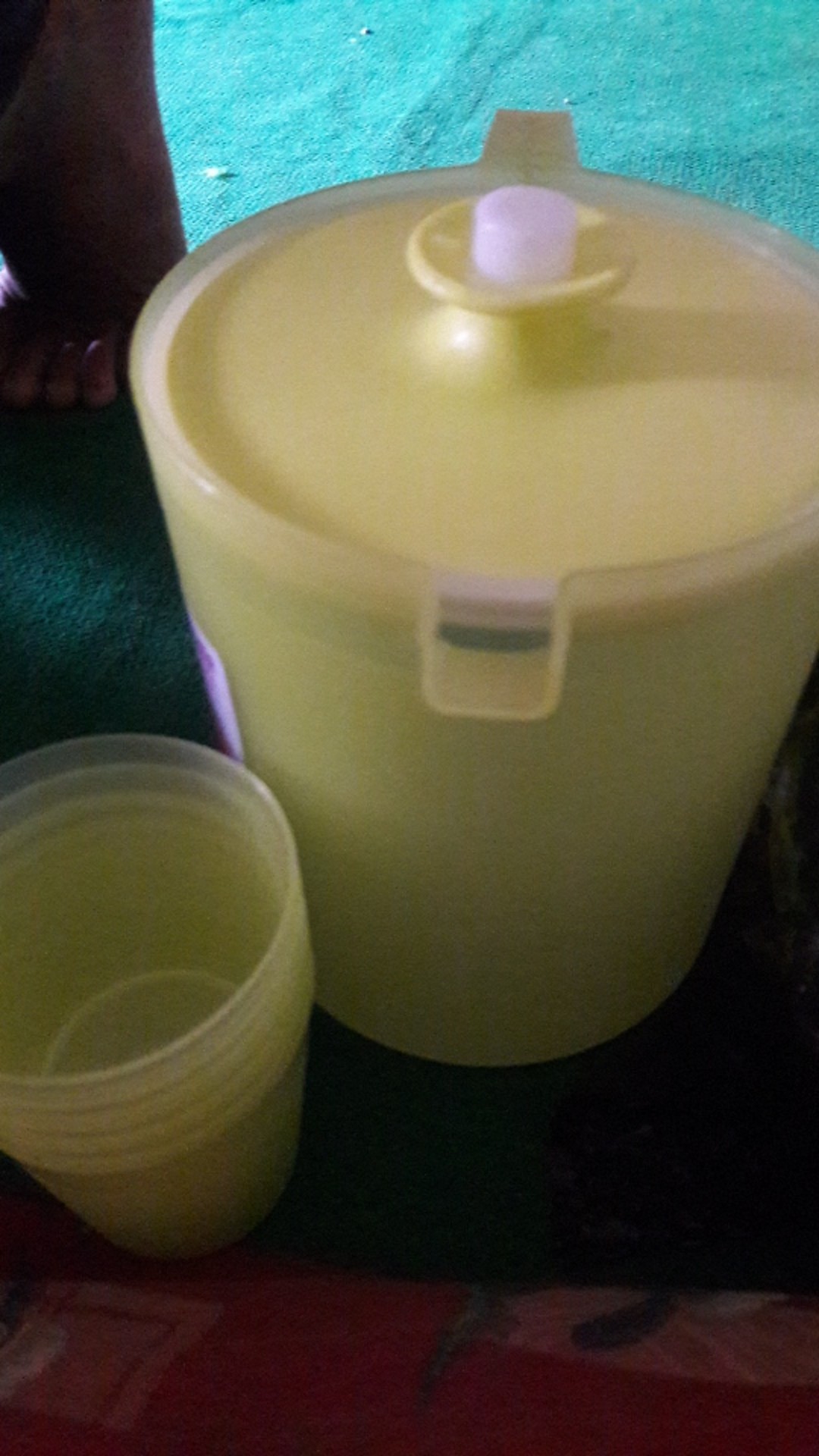 Ungu / Hijau Paket Teko Yeppo Pitcher Gelas 5 Pcs Set Series Plastik Beranak