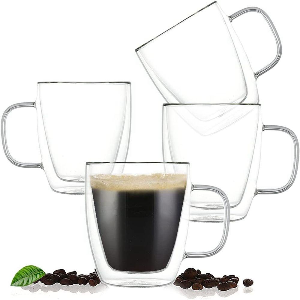 Lanfy Insulated Glass Cup Untuk Minuman Panas Insulated Clear Cappuccino Latte Untuk Jus Susu Dapur Perlengkapan Minum Espresso Gelas Cangkir Teh