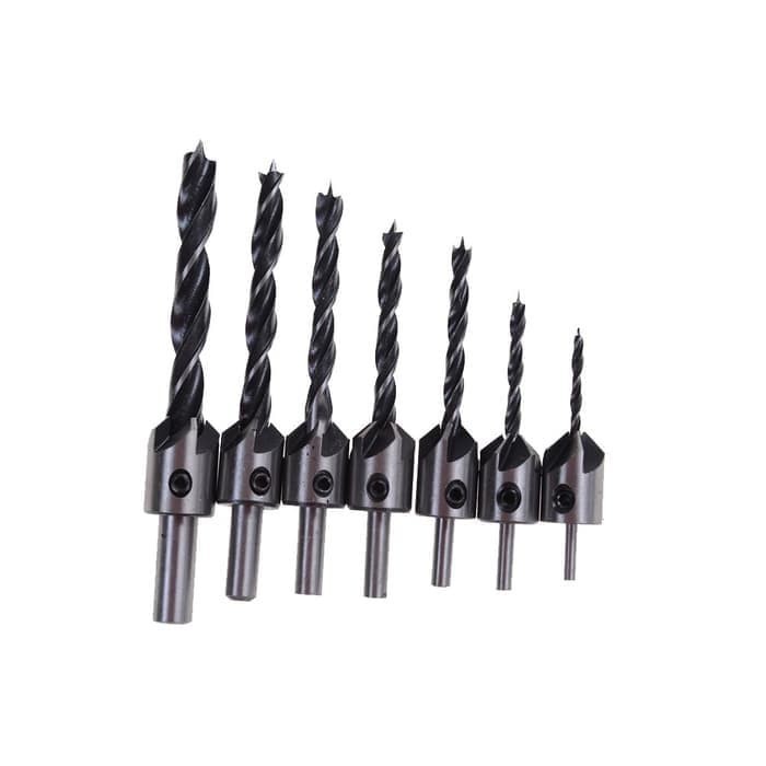 Mata Bor Countersink Chamfee Drill Bit Set HSS Flute 7 pcs