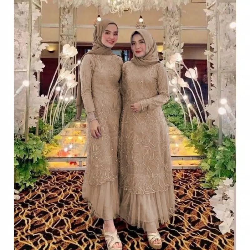 GAMIS SABYAN GERALDINE BAHAN TILE RUBY MUTIARA DRESS BRUKAT JUMBO LD 120