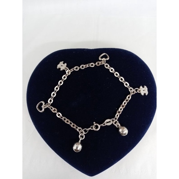 GRLANG PERAK ASLI SILVER 925 LAPIS EMAS/GELANG TANGAN RANTAI NORI+GANTUNGAN MAINAN+2BEL/ASLI SILVER/GELANG FASHION WANITA