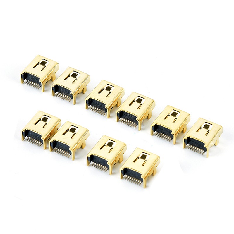 10pcs / 100pcs Konektor Soket Jack Female Mini Usb 8 Pin Untuk Pcb Smt