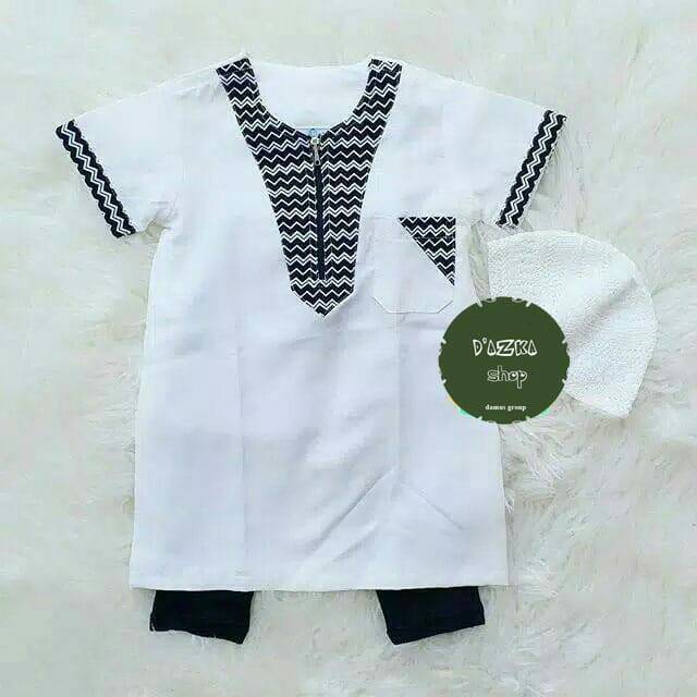 Gamis koko turki Anak putih minizigzag
