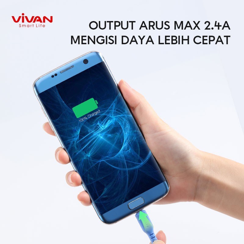 Kabel Data Vivan VSM100 - Micro USB 2.4A Quick Charge