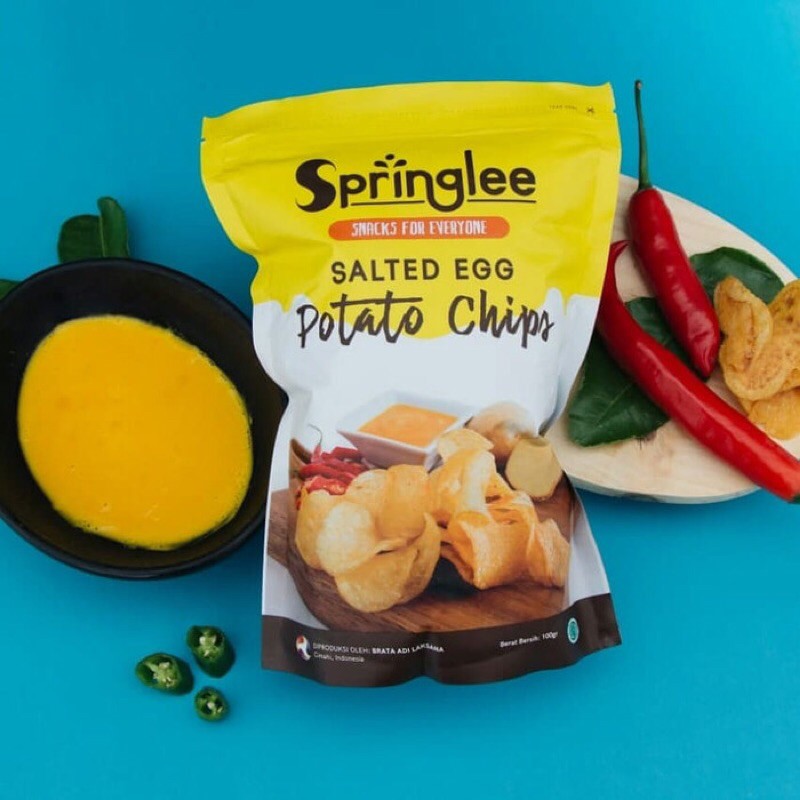 Springlee Salted Egg Potato Chips 100 Gr