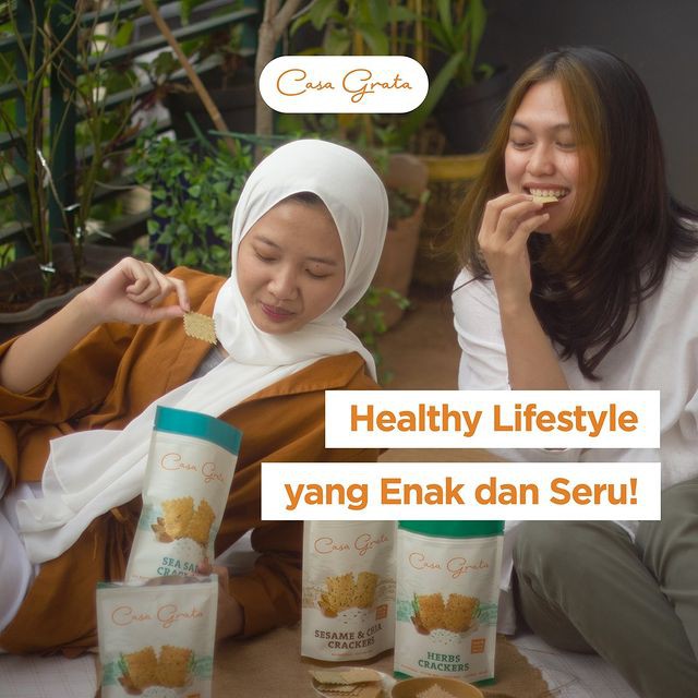 CASA GRATA CRACKERS 70GR / 20GR SNACK VEGAN | CEMILAN SEHAT BISKUIT GLUTEN FREE ALMOND KACANG MEDE