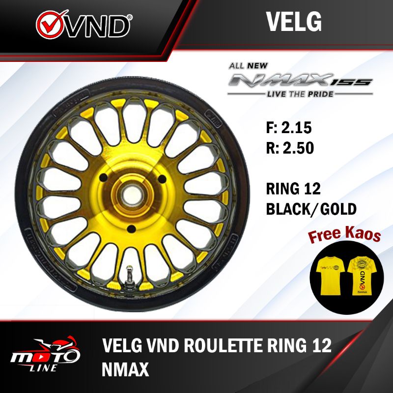 Velg VND Roulette Nmax Old 2.15/2.50 ring 12 black/gold