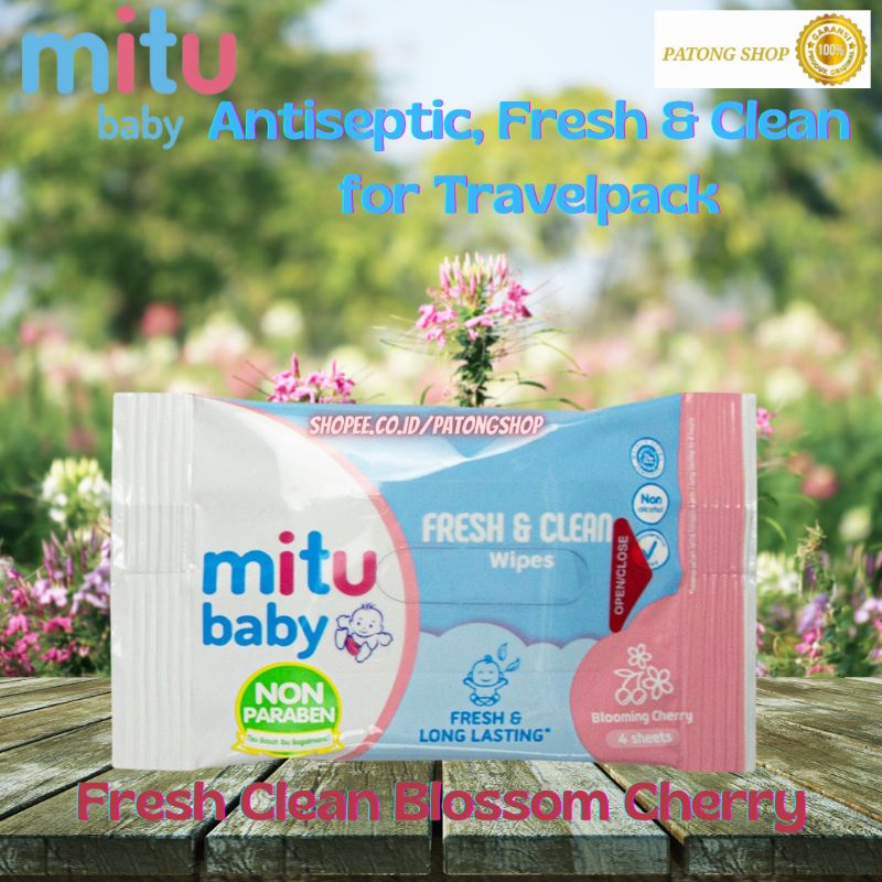 Mitu mini pack Mitu Baby Tissue Basah Travel pack 4's x 12pcs (Renceng)