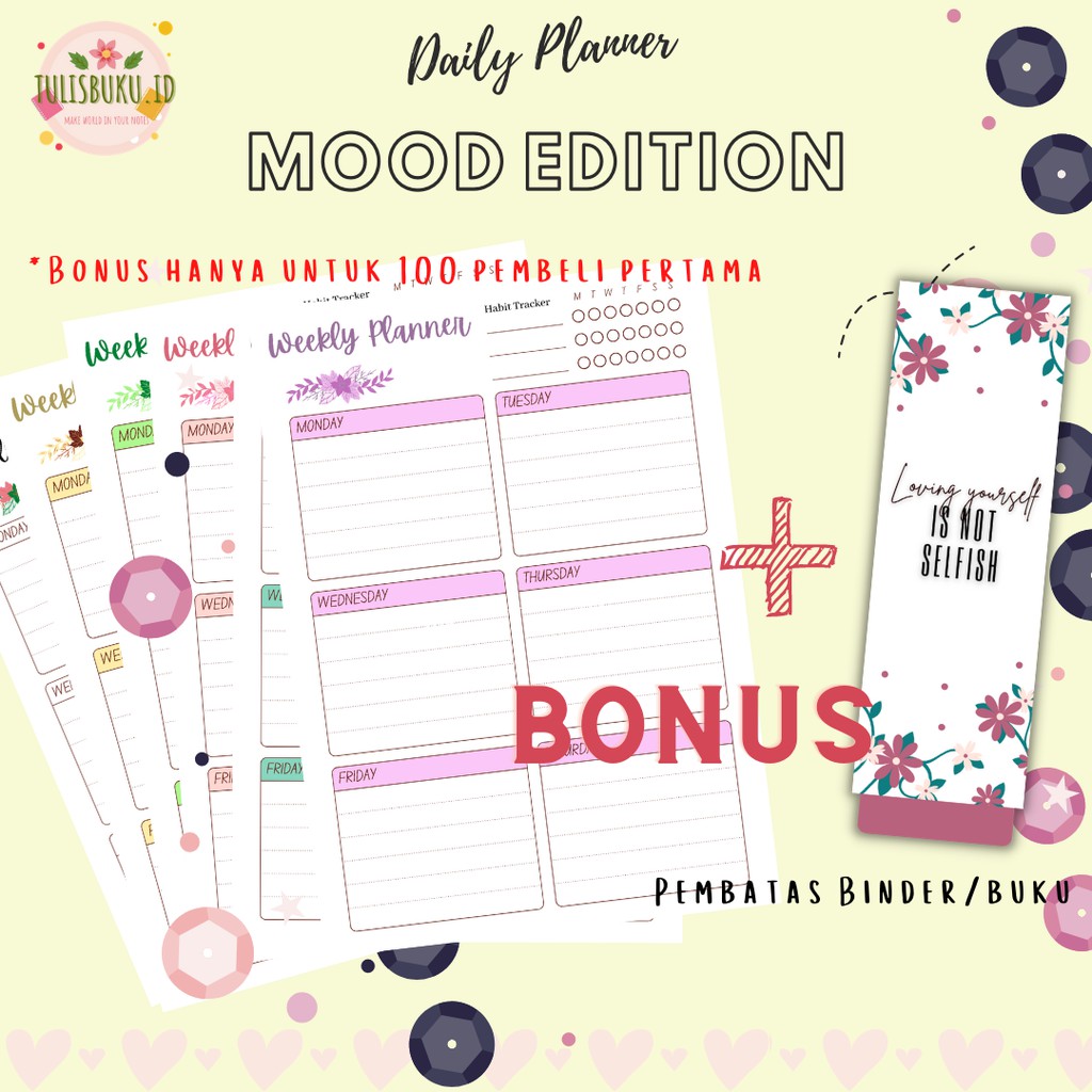 

WEEKLY PLANNER HABIT EDITION LOOSE LEAF ISI BINDER A5 / B5 LUCU PASTEL BY TULISBUKU.ID