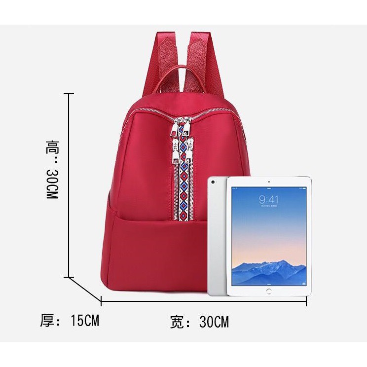 BJ1628 - BLACK/GRAY/RED - TAS RANSEL NYLON PUNGGUNG BACKPACK RINGAN IMPORT JAKARTA TERMURAH ELJ628