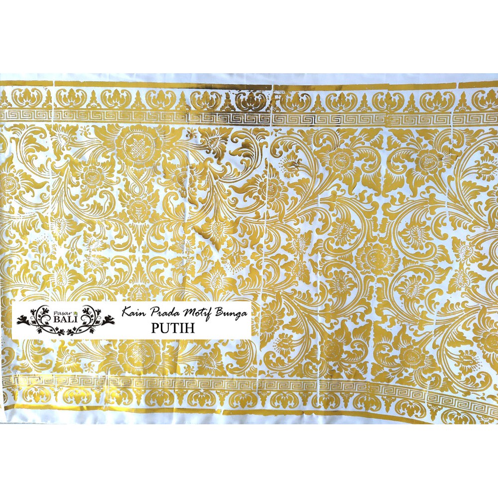 Kain Prada Motif Bunga - Putih