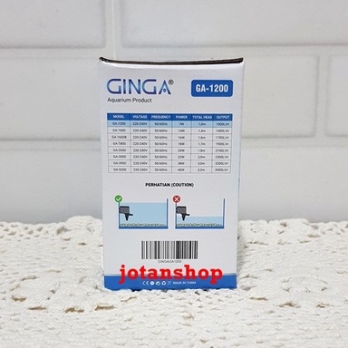 GINGA GA1200 GA 1200 mesin Pompa Celup power head Aquarium Aquascape